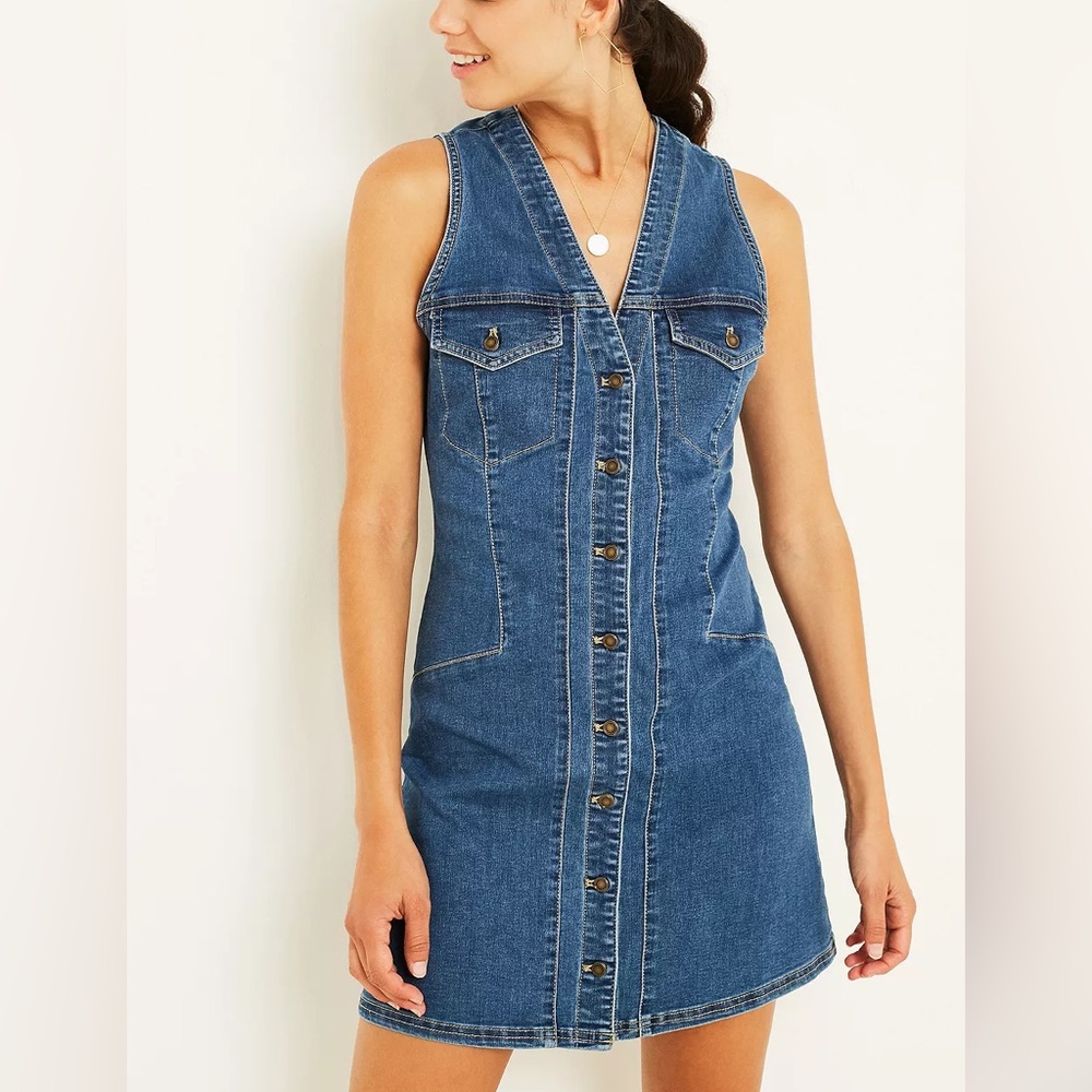 Free People Wandering Star Denim Mini Dress